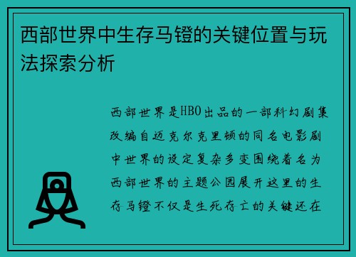 西部世界中生存马镫的关键位置与玩法探索分析